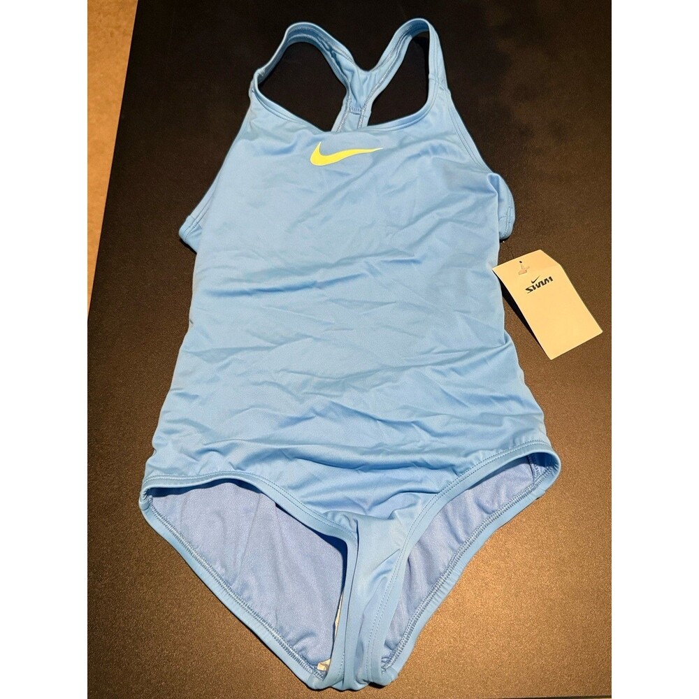 Nike One Piece Swimsuit Blue Racerback Girls Large NWT Athletic Swimwear